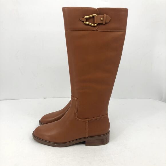 Vince Camuto Women Leather Riding Boot Andalian 8.5 Wide Brown Golden Walnut NWB - Picture 6 of 9